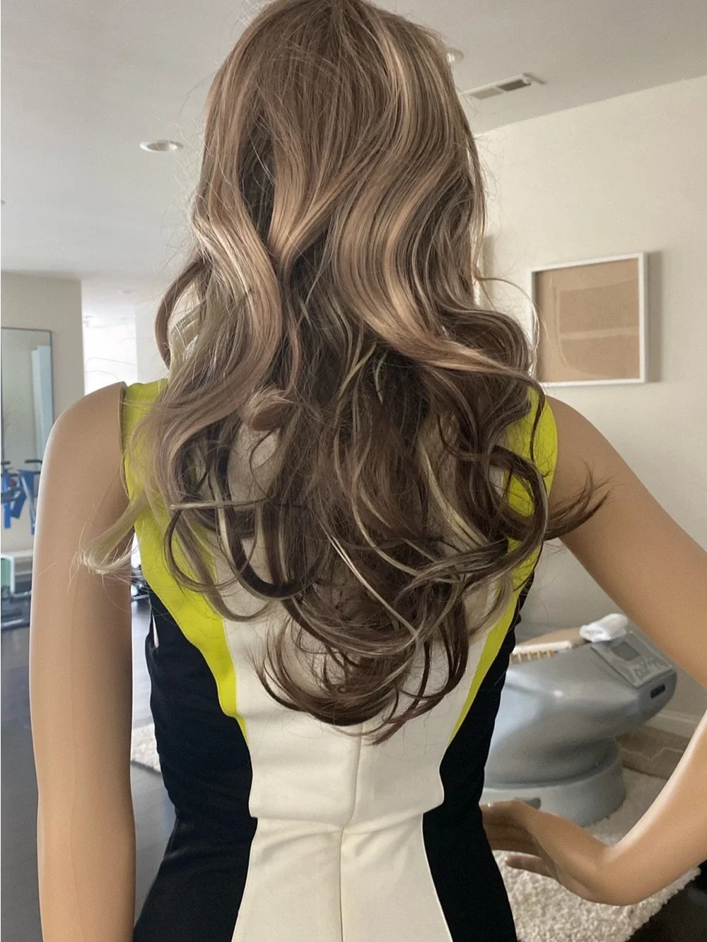Long Wavy Women's Wig in Ash Brown with Blonde Highlights